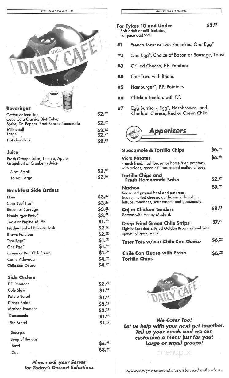 Vic's Daily Cafe - Albuquerque, NM menu_pic
