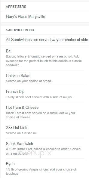 Garys Place - Grass Valley, CA menu_pic