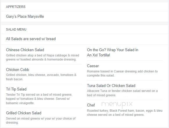 Garys Place - Grass Valley, CA menu_pic