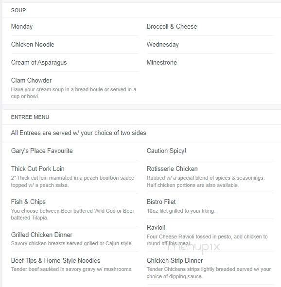 Garys Place - Grass Valley, CA menu_pic