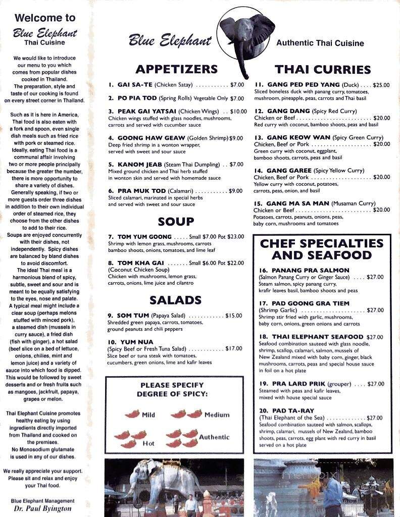 Blue Elephant Thai Cuisine - Murrells Inlet, SC menu_pic
