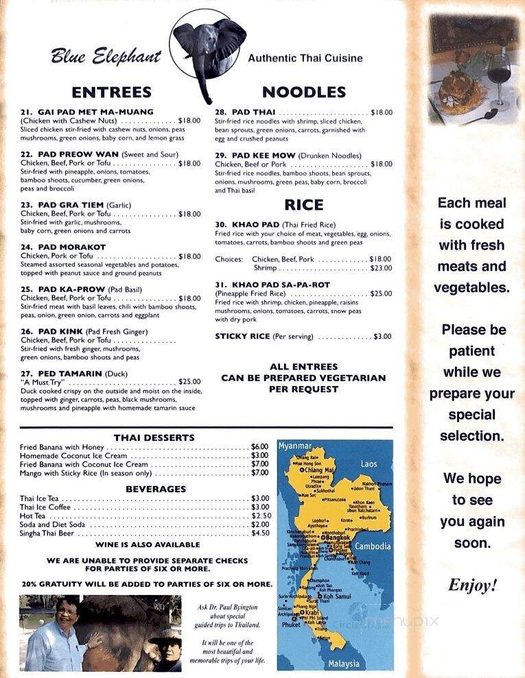 Blue Elephant Thai Cuisine - Murrells Inlet, SC menu_pic