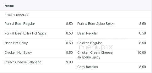 Rosie's Tamales - Robstown, TX menu_pic