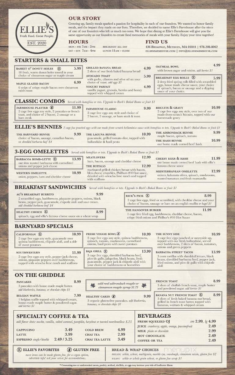 Ellie's Farmhouse - Methuen, MA menu_pic