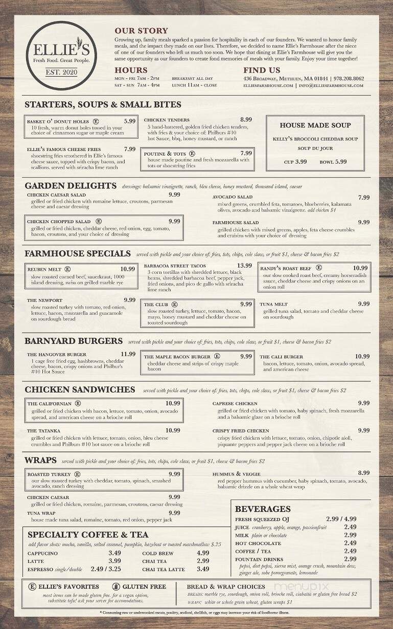 Ellie's Farmhouse - Methuen, MA menu_pic