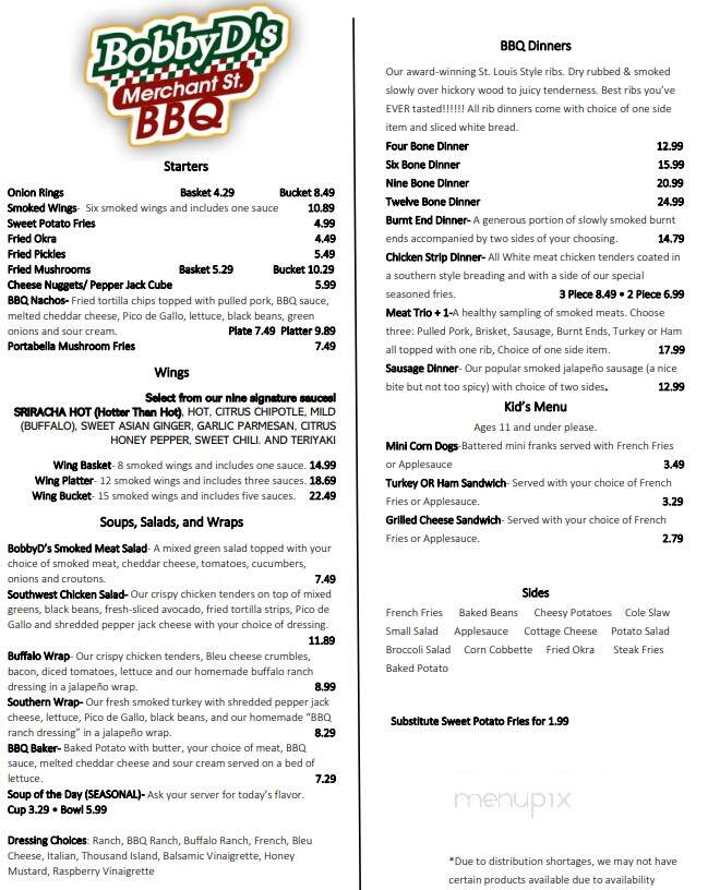 Bobby D's BBQ - Emporia, KS menu_pic