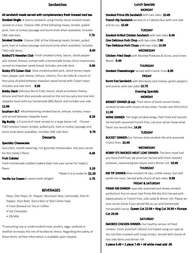 Bobby D's BBQ - Emporia, KS menu_pic