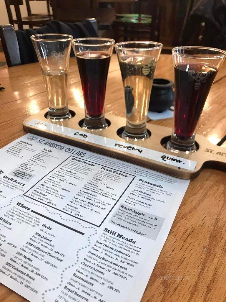 St. Ambrose Cellars - Beulah, MI menu_pic