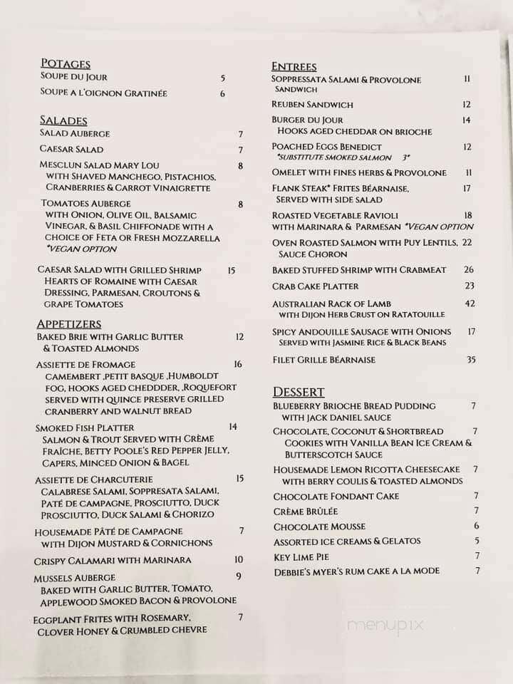 La Petite Auberge - Fredericksburg, VA menu_pic