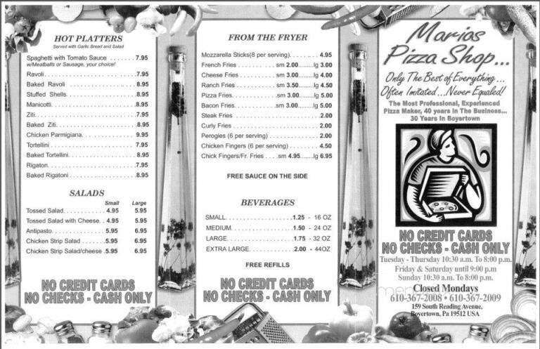Mario's Pizza - Boyertown, PA menu_pic