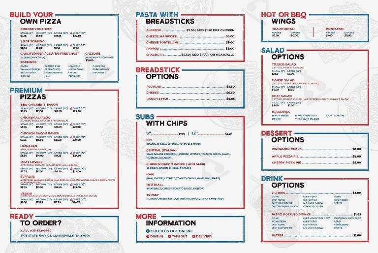 Central Pizza - Clarksville, TN menu_pic
