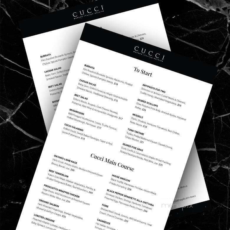 Cucci - Oakville, ON menu_pic