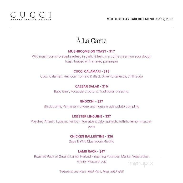 Cucci - Oakville, ON menu_pic