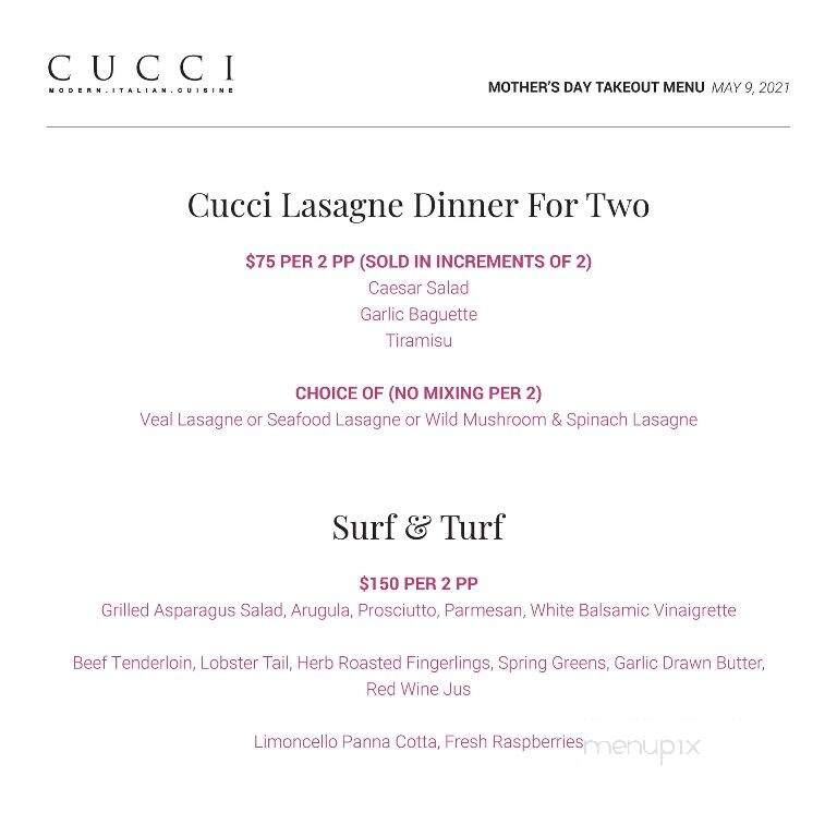 Cucci - Oakville, ON menu_pic