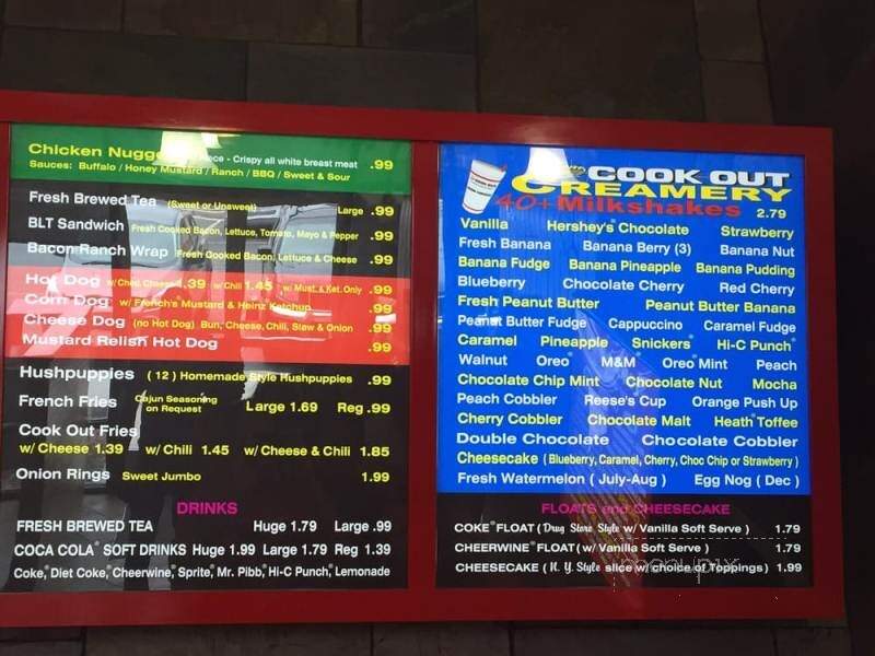 Cook Out - Salisbury, MD menu_pic