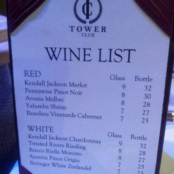 The Tower Club - Springfield, MO menu_pic