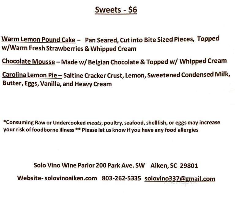 Solo Vino Wine Parlor - Aiken, SC