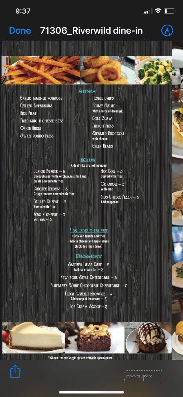 River Wild - Mount Gilead, NC menu_pic