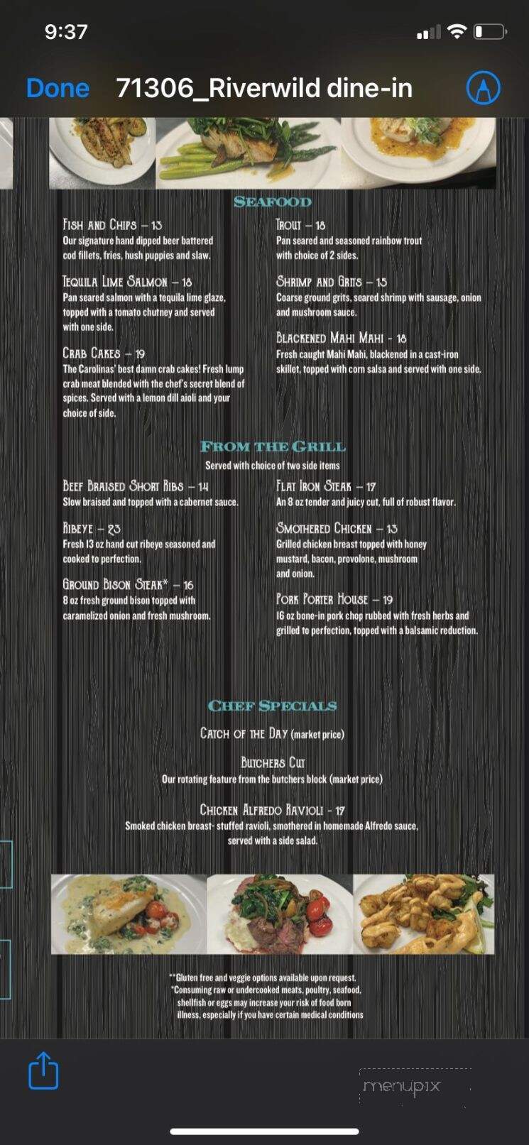 River Wild - Mount Gilead, NC menu_pic