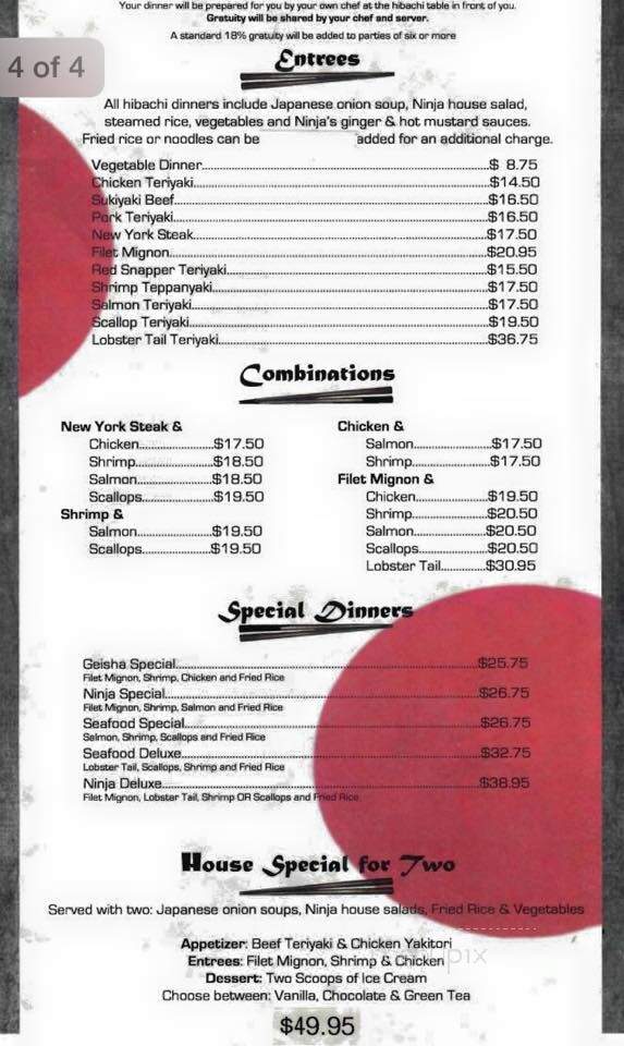 Ninja - Cedar City, UT menu_pic