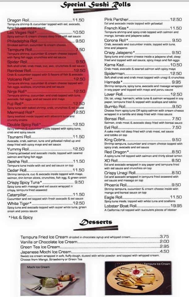 Ninja - Cedar City, UT menu_pic