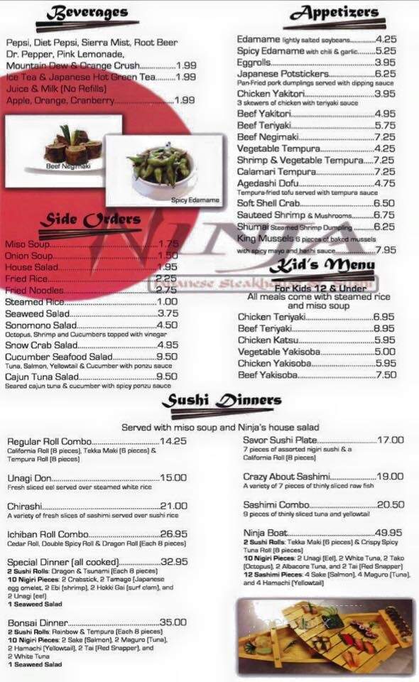 Ninja - Cedar City, UT menu_pic