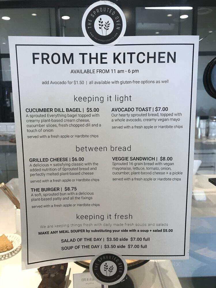 The Sprouted Oven - Abbotsford, BC menu_pic