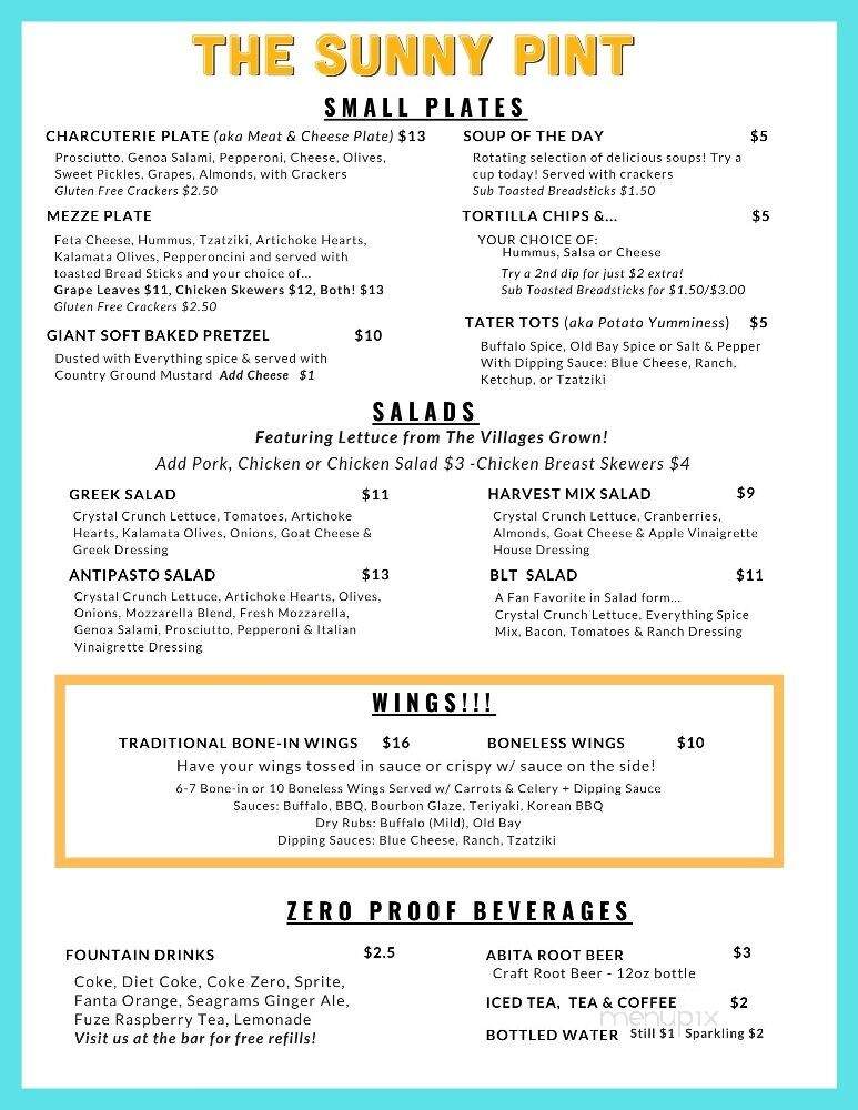 The Sunny Pint - Wildwood, FL menu_pic