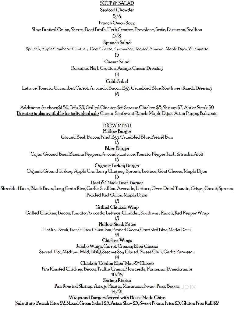 The Hollow Bistro and Brew - Clarence, NY menu_pic