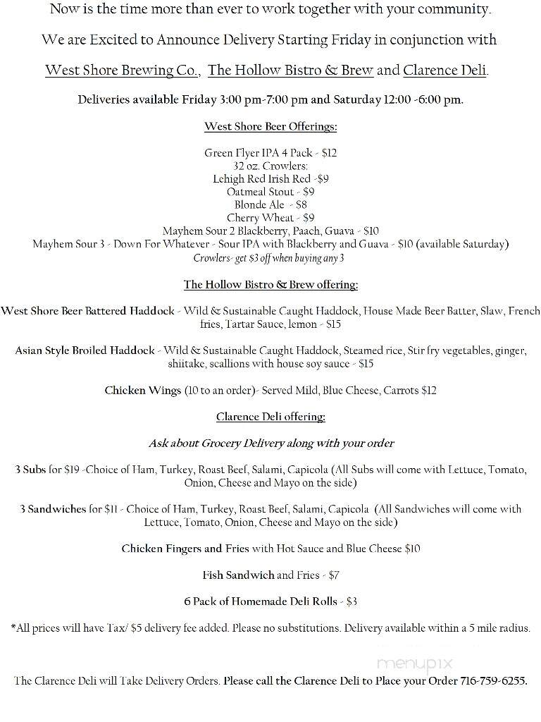 The Hollow Bistro and Brew - Clarence, NY menu_pic