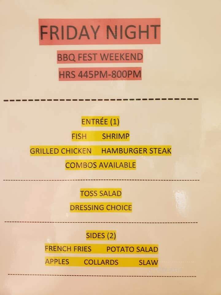 Lovick's Cafe - Kinston, NC menu_pic