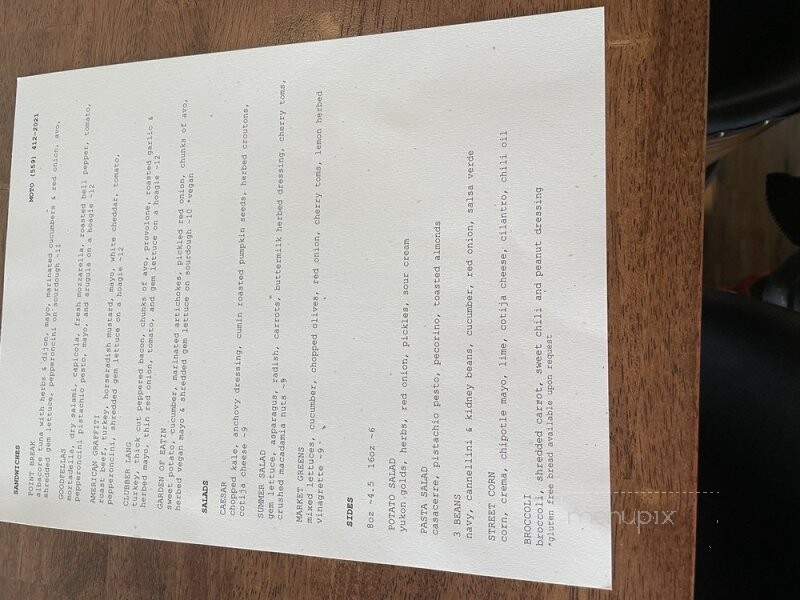 MOTO Delicatessen - Fresno, CA menu_pic