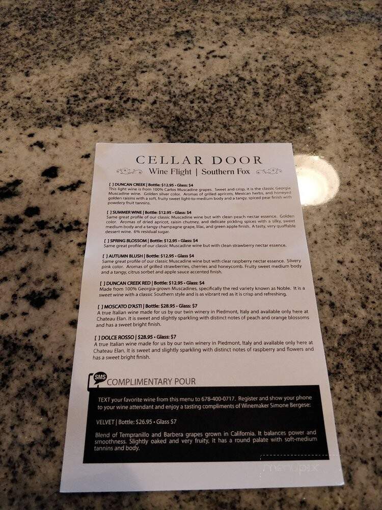 Chateau Elan Winery & Resort - Braselton, GA menu_pic