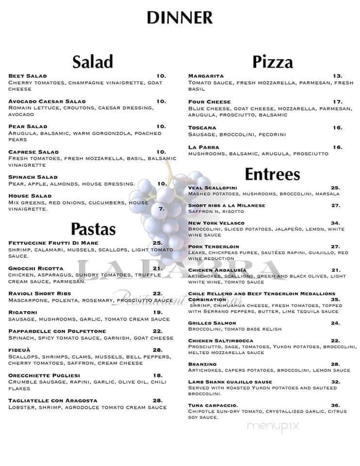 La Parra Restaurant & Bar - Berwyn, IL menu_pic
