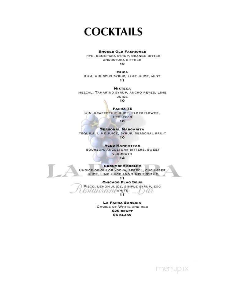 La Parra Restaurant & Bar - Berwyn, IL menu_pic