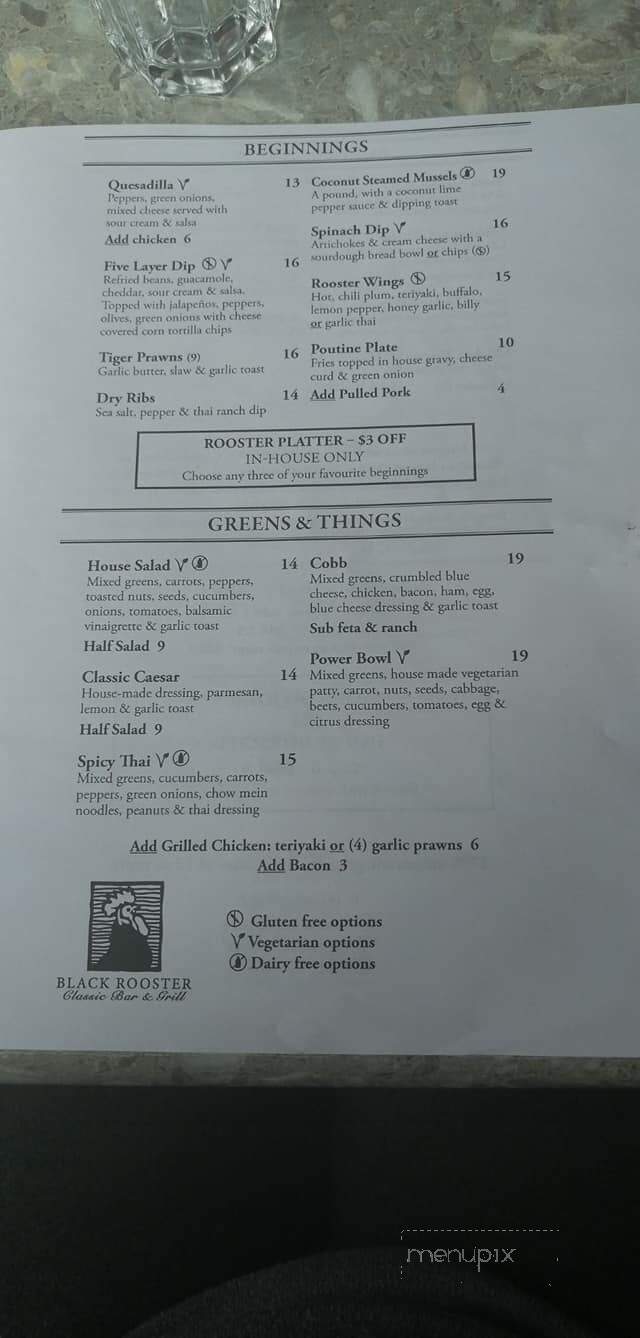 Black Rooster Classic Bar & Grill - Castlegar, BC menu_pic