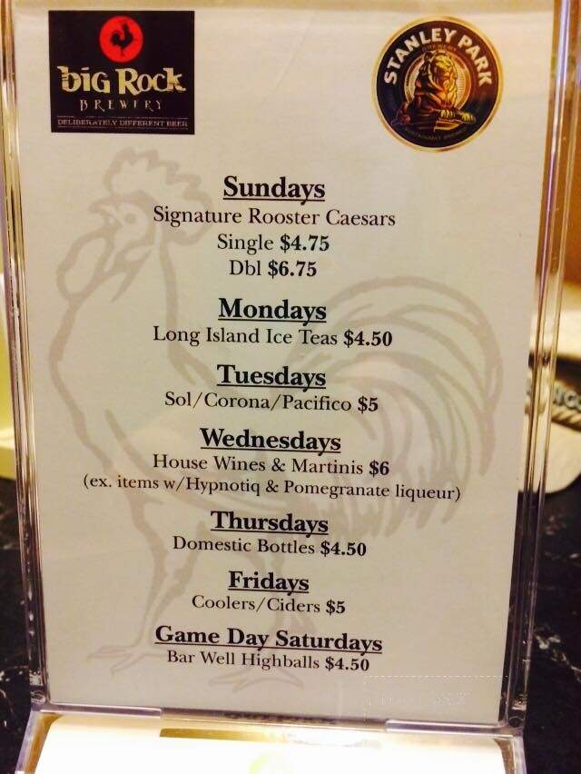 Black Rooster Classic Bar & Grill - Castlegar, BC menu_pic