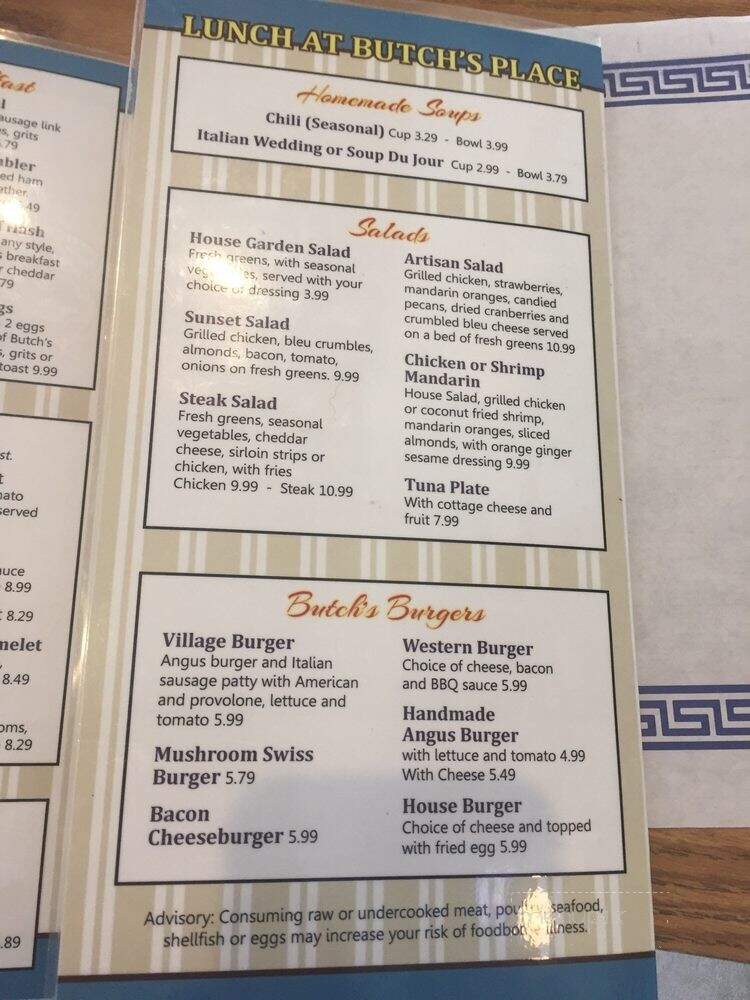 Butch's Place - Erie, PA menu_pic