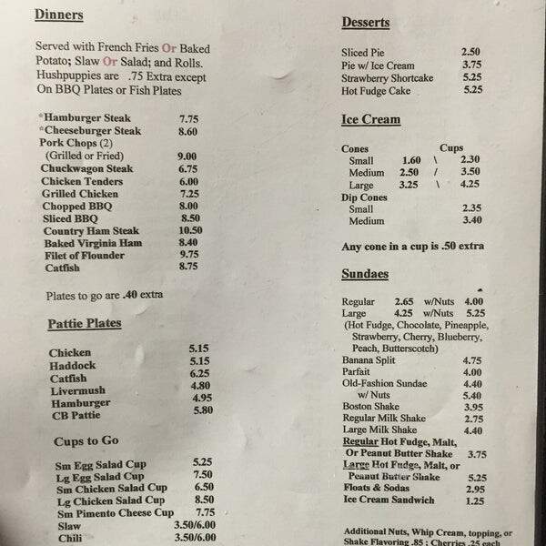 Glenn's Restaurant - Wilkesboro, NC menu_pic