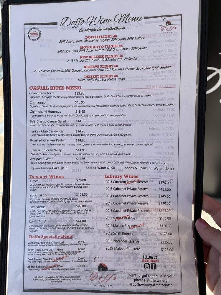 Doffo Wines - Temecula, CA menu_pic