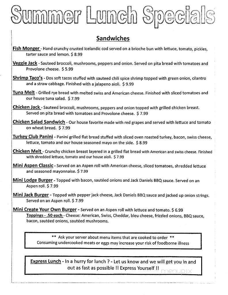 Aspen Restaurant & Bar - Macomb, MI menu_pic