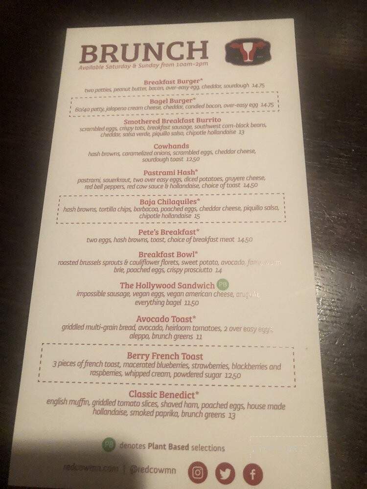Red Cow - St. Paul, MN menu_pic