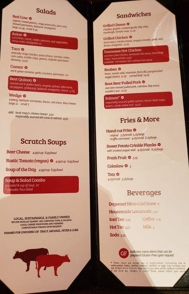 Red Cow - St. Paul, MN menu_pic