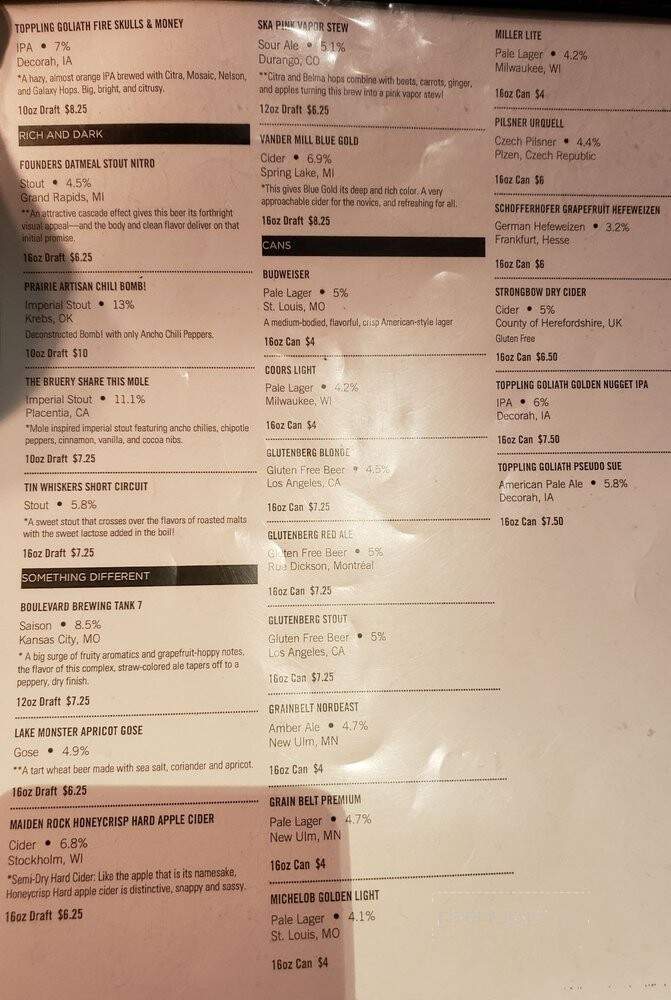 Red Cow - St. Paul, MN menu_pic