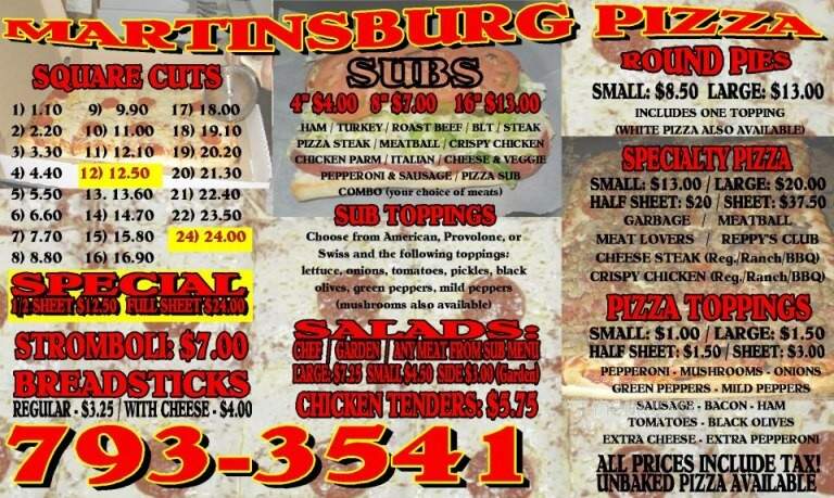 Martinsburg Pizza - Martinsburg, PA menu_pic
