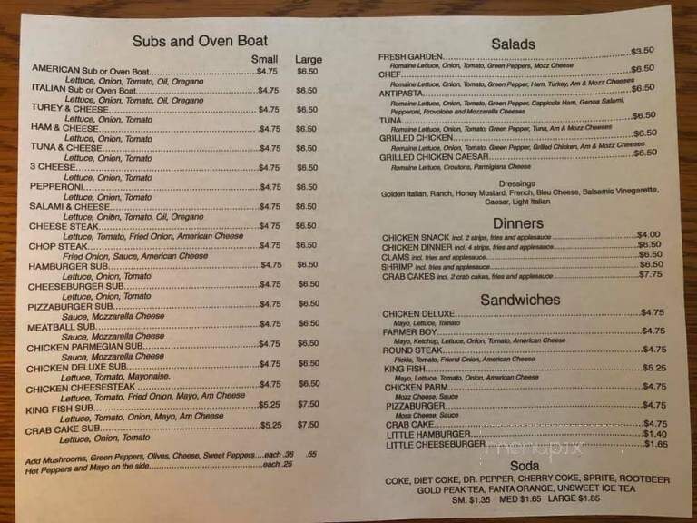 Jim & Nena's Pizzeria - East Berlin, PA menu_pic