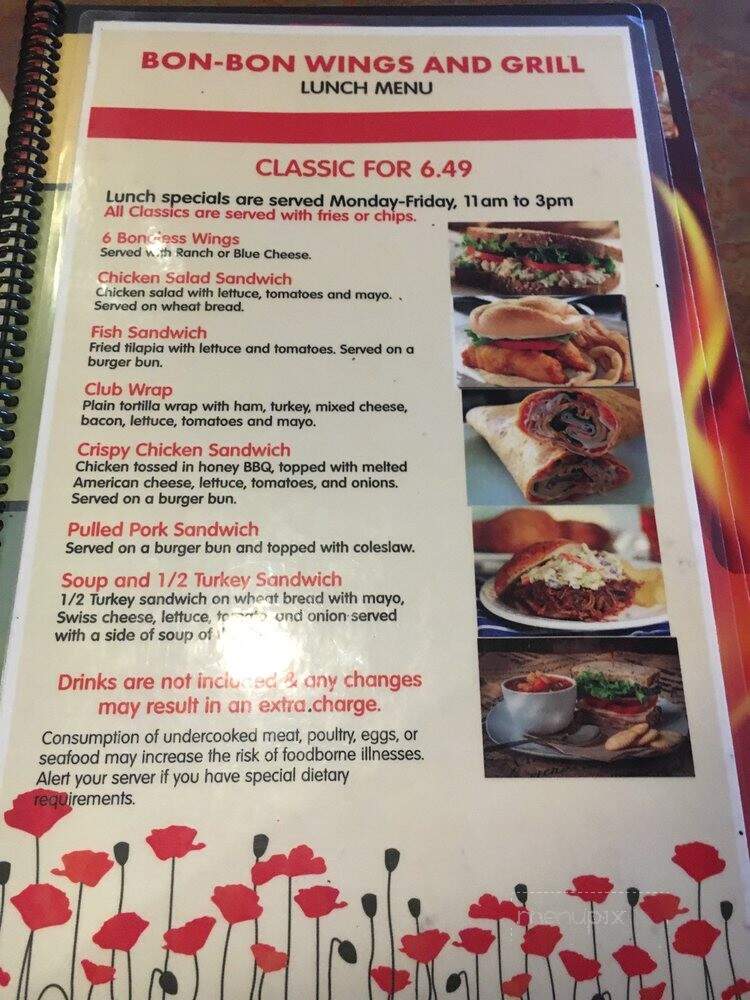 BonBon Wings and Grill - Greensboro, NC menu_pic