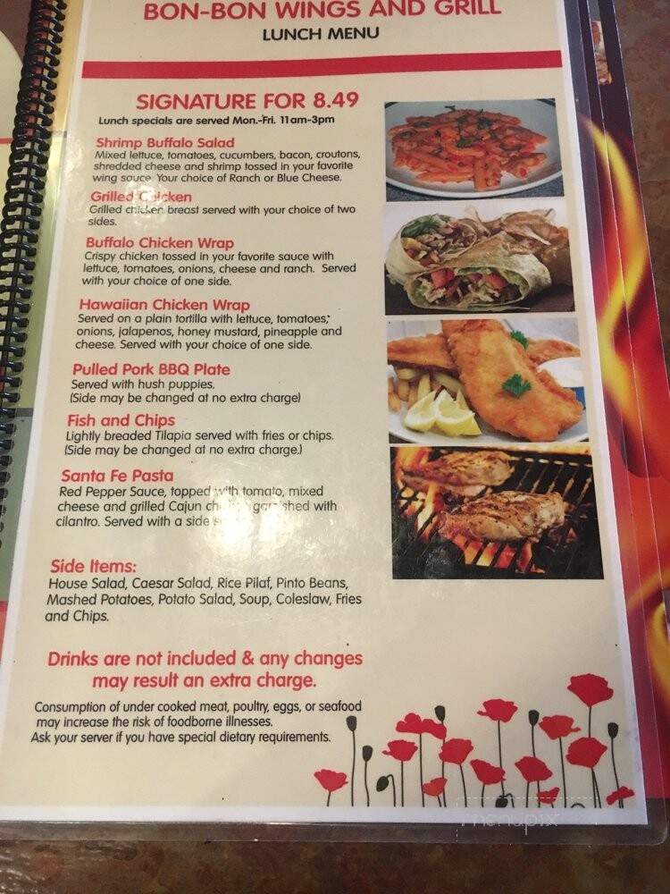 BonBon Wings and Grill - Greensboro, NC menu_pic