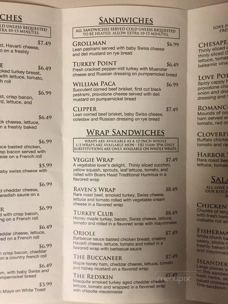 Lovepoint Deli Wine & Spirits - Stevensville, MD menu_pic