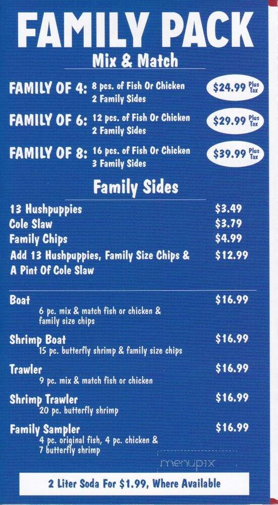 Arthur Treacher's Fish & Chips - New Port Richey, FL menu_pic